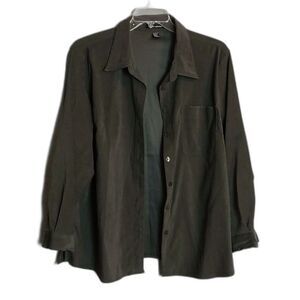 Club Z Collection Green Button Down Shirt Jacket Women's 1X VINTAGE